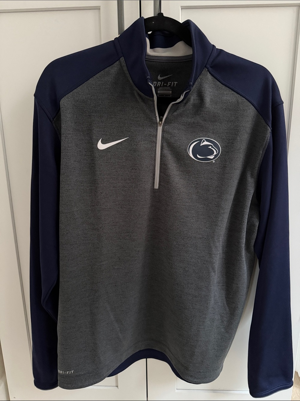 Penn State Nittany Lions (Hockey) Nike Gray and Navy Dri-FIT Half-Zip
